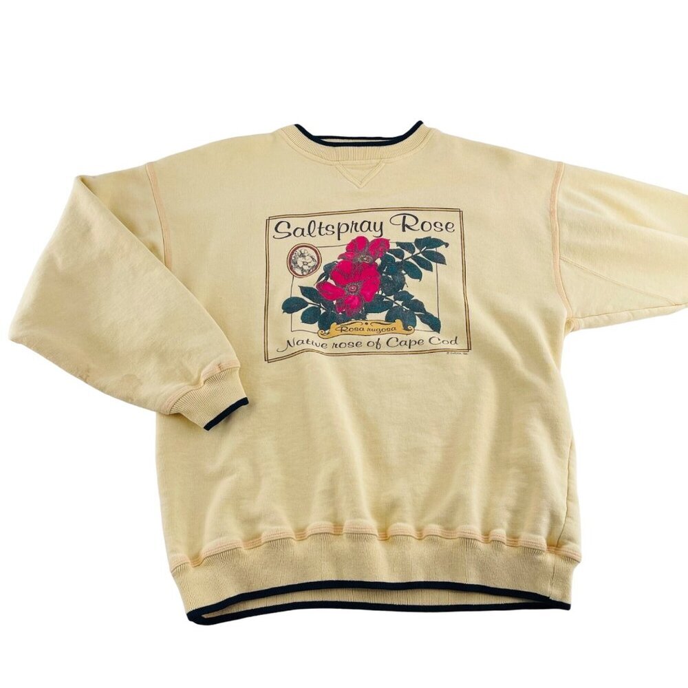 Salt Spray Rose Crewneck Sweatshirt Large BAC Leisurewear Vintage Floral Graphic
